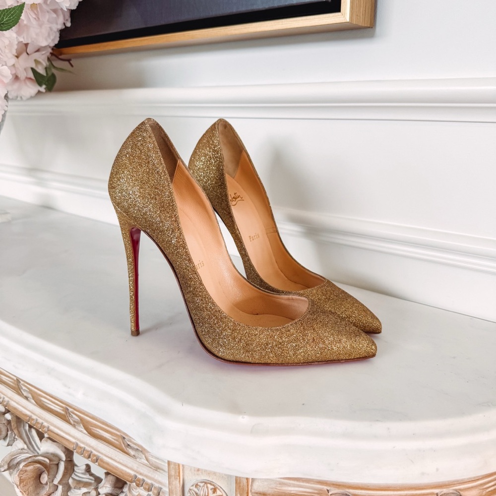 Louboutin Gold glitter Pigalle Follies 120 size 40 barely worn